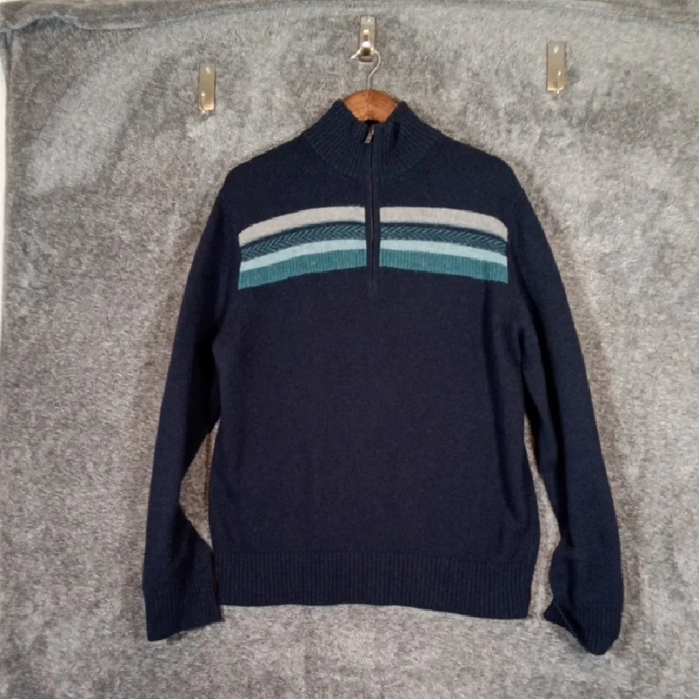 Banana Republic Men's Large 1/4 Zip Pullover Merino Wool Preppy Office
